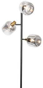 Állólámpa fekete arannyal és füstüveggel 3-lámpás - Zuzanna