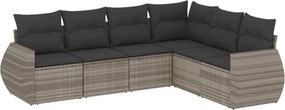 vidaXL 6 részes világosszürke polyrattan kerti ülőgarnitúra párnákkal