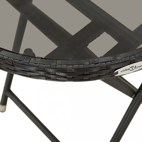 vidaXL 3 részes fekete polyrattan és edzett üveg kerti bisztrószett