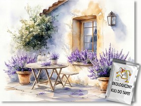 Fotótapéta Flizelina Tájkép Provence Ház Kert Levendula 150x105 ragasztó
