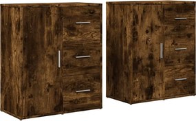 vidaXL 2 db füstös tölgy színű szerelt fa tálalószekrény 60x31x70 cm