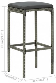 4 db szürke polyrattan bárszék párnával