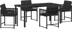 vidaXL Kert étkező szett 5 pcs Fekete polirattan