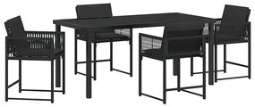 vidaXL Kert étkező szett 5 pcs Fekete polirattan
