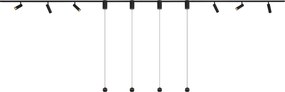 Modern fekete sínrendszer 6 spotlámpával és 4 függőlámpával Easylift 1 fázisú - Slimline Uzzy Tira