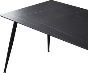 Étkezőasztal RION 130x70 cm kerámia lappal, fekete márvány