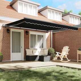 Behúzható napellenző Fekete 400 × 300 cm Poliészter és acél
