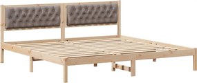 vidaXL Ágykeret fejtámlával Tópszínű 200 x 200 cm Tömör fenyőfa