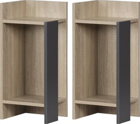 HOMCOM Szürke Modern Éjjeli Szekrény Nyitott Polccal, 2 db Chipboardból Hálószobába és Nappaliba, 27x25x60 cm | Aosom