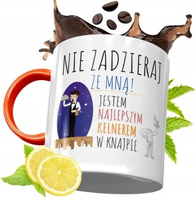 Narancssárga Bögre Pincérnek Ajándék fényképes nyomtatással