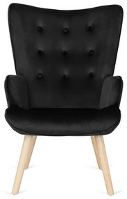 Füles Fotel Lábtartóval Fekete Bársony Kárpittal. LOZANO 2