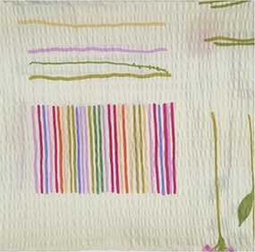 Dekoratív krepp párnahuzat 40x40 Virágok és csíkok krémszínű