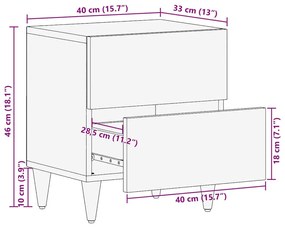 Éjjeli asztal Fekete és Arany 40 x 33.5 x 46 cm tömör mangófa