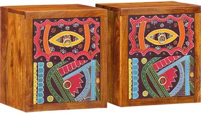 vidaXL Éjjeliszekrény fiókkal 2 pcs Barna 35 x 30 x 40 cm Tömör Akácfa