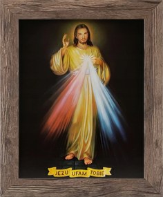 Vászonkép 30x25 Jézus Krisztus Jézus Bízom Benned Tölgy Keret