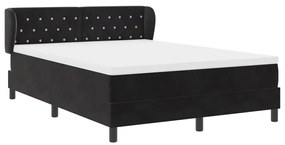 Boxspring Ágy Matrac Kiegészítővel Fekete 140x200 cm Bársonyos