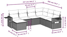 7 részes szürke polyrattan kerti ülőgarnitúra párnákkal