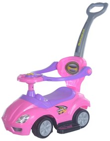 Bébitaxi tolókarral 3az1-ben Baby Mix Mega Car rózsaszín