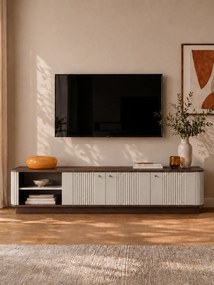Vesper 4D TV-szekrény 187 cm talapzaton - kasmír / dió / fekete fogantyúk