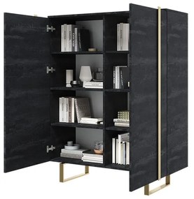 Verica komód 120 cm - szénfekete / arany lábak