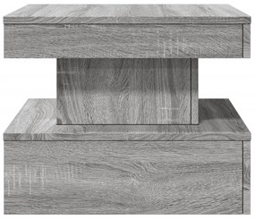 szürke sonoma színű dohányzóasztal LED-lámpákkal 50x50x40 cm