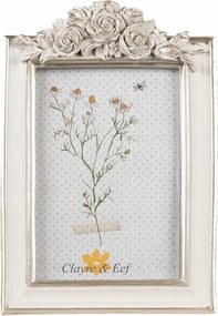 Fehér képkeret dombornyomott Pierpont rózsa applikációval rózsaszín képekhez