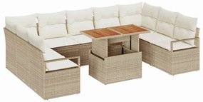 vidaXL Kerti Kanapé Szett tárolóval 10 pcs Bézs Poli rattan