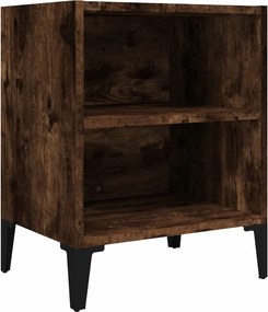 vidaXL füstös tölgy színű éjjeliszekrény fém lábakkal 40 x 30 x 50 cm