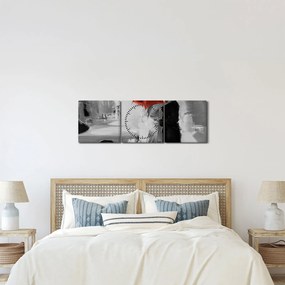 Kép - Szerelmespár egy esernyő alatt, piros (órával) (90x30 cm)