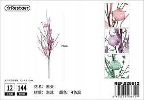 Művirág 4 Fej Rózsaszín 70cm Dekoráció