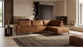 Konyakbarna bőrutánzat sarokkanapé (jobb oldali) Copenhagen – Scandic