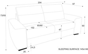 COMO kihúzható háromszemélyes kanapé, világosszürke