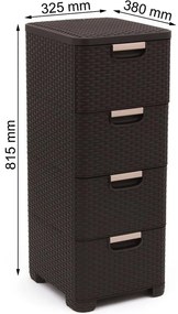 Sötétbarna műanyag magas fürdőszoba szekrény 33x79 cm Rattan – Curver
