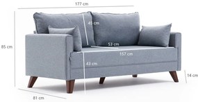 Kétszemélyes kanapé Bella Soft İkili Koltuk - Kék