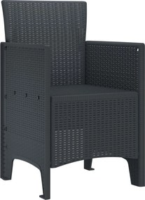 vidaXL Kerti Szék párnával 2 pcs Antracit 53 x 49 x 85 cm Polipropilén