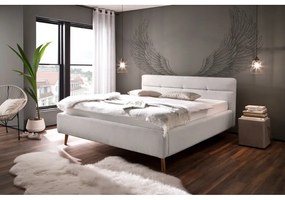 Világosszürke kárpitozott franciaágy tárolóhellyel ágyráccsal 180x200 cm Lotte – Meise Möbel