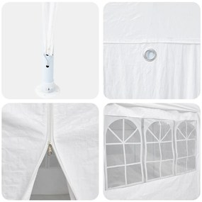 Parti Pavilon 10 Oldalfallal - Fehér 6x4 m PE