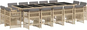 vidaXL 15 részes vegyes bézs polyrattan kerti étkezőgarnitúra párnával