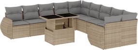 vidaXL 11 részes bézs polyrattan kerti ülőgarnitúra párnákkal