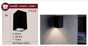 Paulmann 94327 - LED/3,8W IP44 Kültéri fali lámpa FLAME 230V antracit