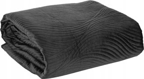 Ágytakaró 170x210 Ria 5 fekete velúr hullámok 1