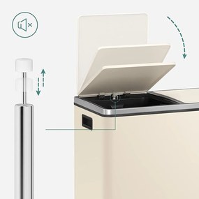 Fém pedálos soft close szemetes,15 db szemeteszsákkal, felhőfehér