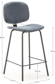 Kék bárszék szett 2 db-os (ülésmagasság 66 cm) Arus – Marckeric