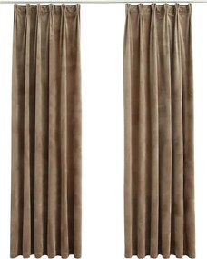 vidaXL 2 db bézs bársony sötétítőfüggöny kampókkal 140 x 225 cm