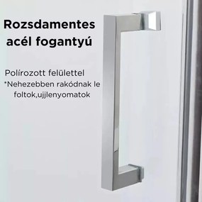 Stuxi Delhi 130x90 aszimmetrikus szögletes tolóajtós zuhanykabin 6 mm vastag vízlepergető biztonsági üveggel, krómozott elemekkel, 200 cm magas