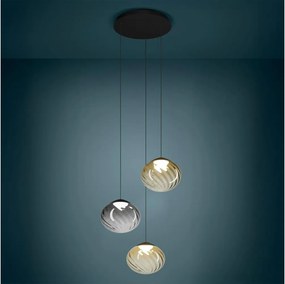 Eglo 390481 - LED dimmelhető kábeles függeszték PANTOJA 3xLED/5,8W/230V bézs/füstszínű + távirányító