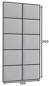 Kárpitozott panel szett 10 db.  Quadra 100x200 cm (szürke). 1051976