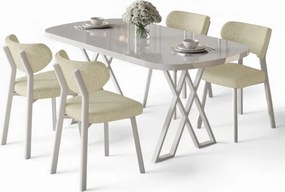 Axton étkezőgarnitúra, fehér-krém, 168 cm – TR240CHR2699