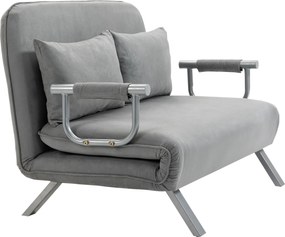 HOMCOM Kinyitható Figyelő Kanapé Állítható Háttámlával, Párnákkal, Alvó Funkciós Kanapé, Bársonyos Külső, Karfa, Vendégágy, Összecsukható Szék a Nappa