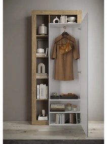 Gardróbszekrény LENOR 91x209 cm fehér/barna